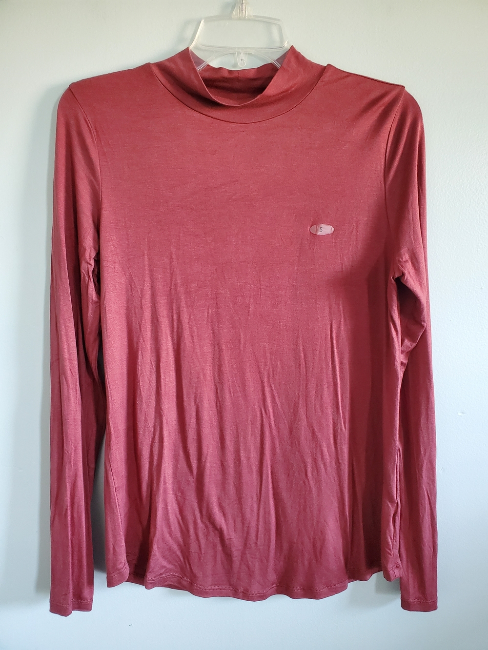 Maurices 24/7 Long Sleeve Mock Neck Top in Rosewood